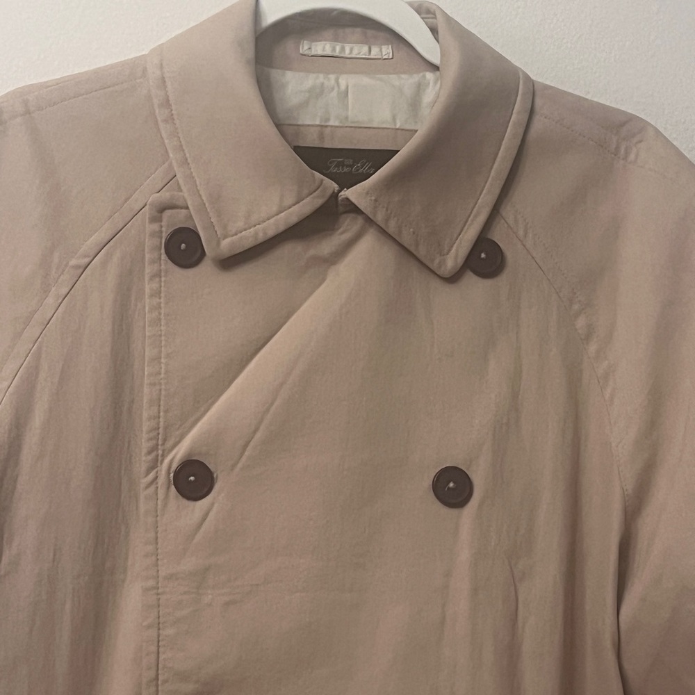 Tasso Elba Tan Double-Breasted Trench Coat